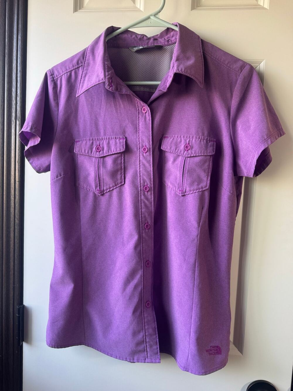 The North Face Purple Short Sleeve Hiking Button-Up Shirt Medium
